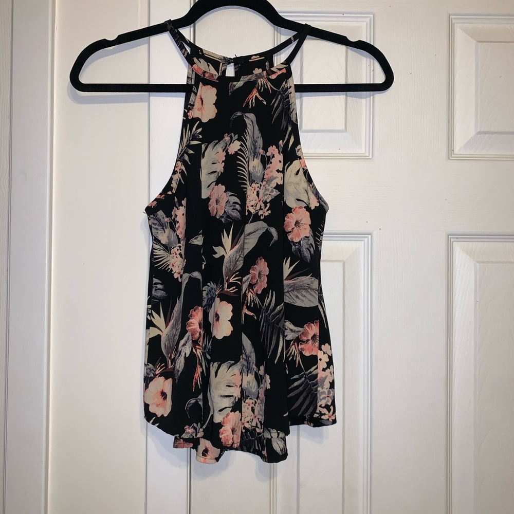 A’gaci floral high neck spaghetti straps top